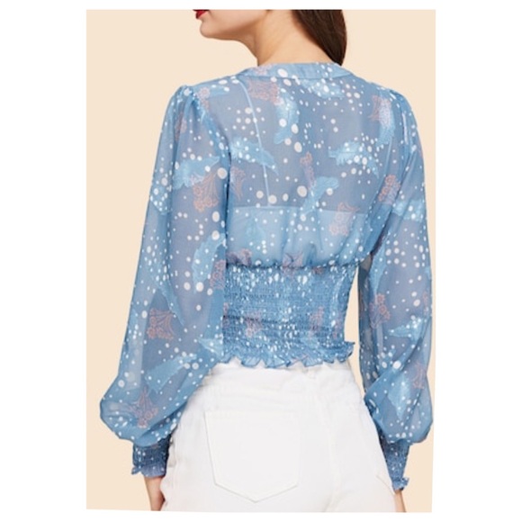 Vintage Style Smocked Hem Sheer Top - Picture 3 of 5